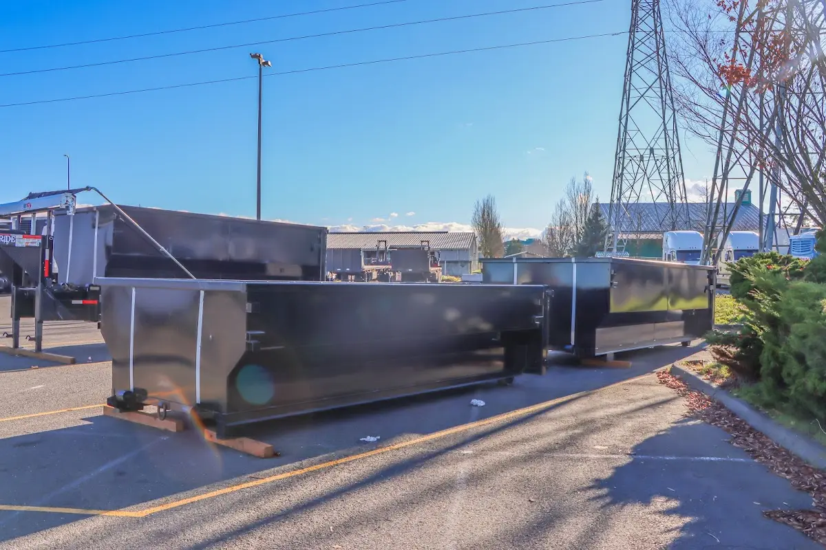 Roll-off dumpster ready for waste disposal at job site for Construction Dumpster Rental in Mountain House